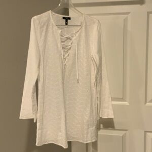 Aqua Lace-Up White Swim Coverup